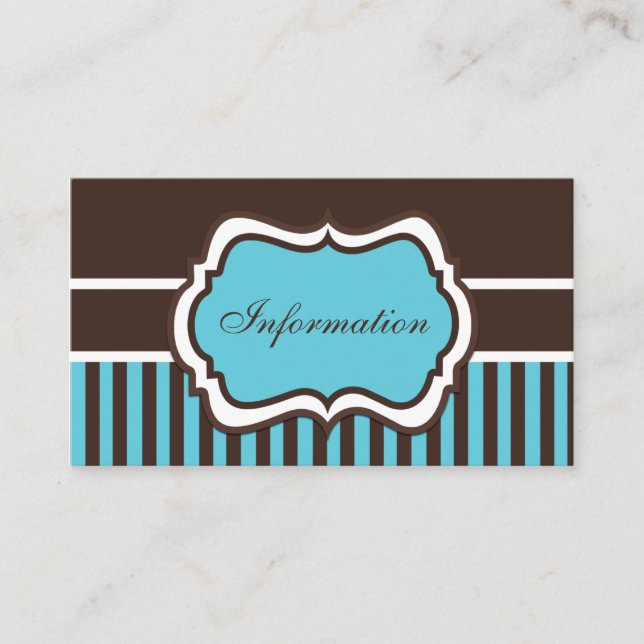 Tarjeta de gabinete Aqua, Brown y White Damask (Anverso)