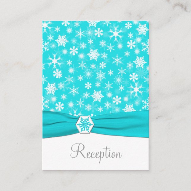 Tarjeta de gabinete Aqua, White, Gray Snowflakes (Anverso)