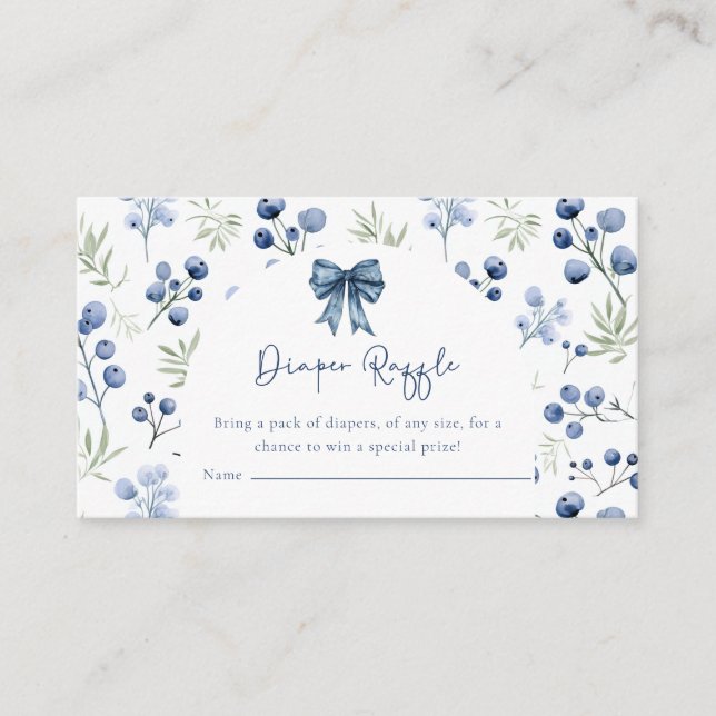 Tarjeta de gabinete Baby Shower Berry Sweet Bluebe (Anverso)