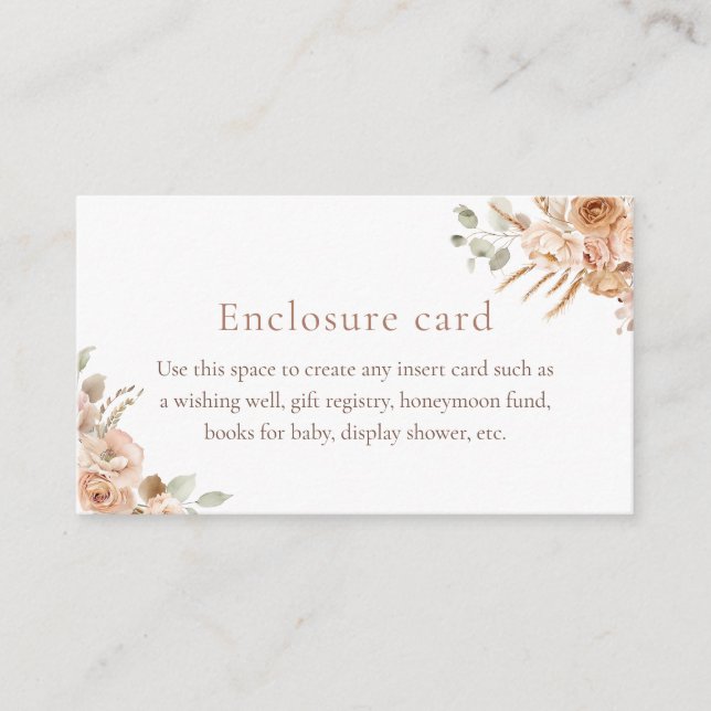 Tarjeta de gabinete Baby Shower Boho Pampas Grass (Anverso)