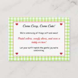 Tarjeta de gabinete Baby Shower - Código de vestim