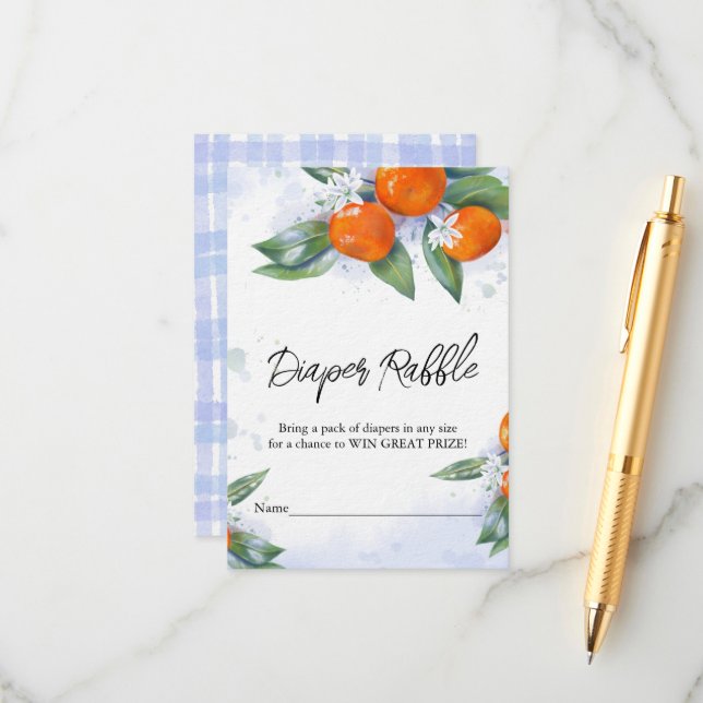 Tarjeta de gabinete Baby Shower "Diaper Raffle" (Anverso/Reverso In Situ)