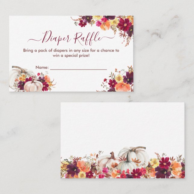 Tarjeta de gabinete Baby Shower Floral Diaper Raff (Anverso / Reverso)