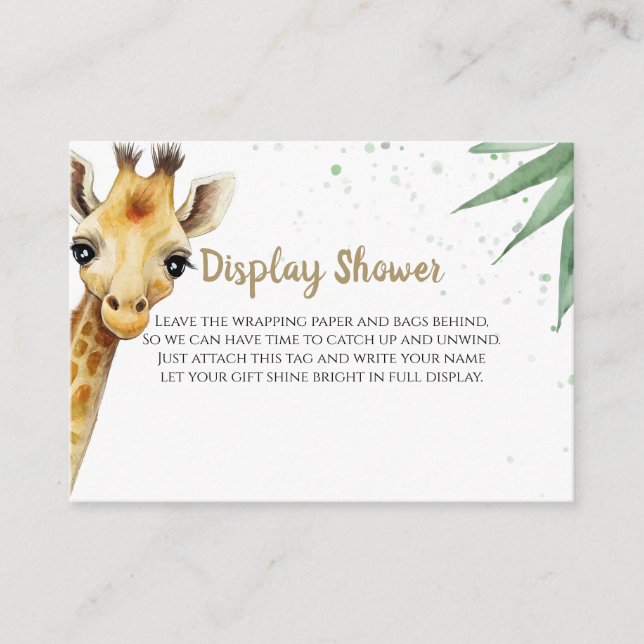Tarjeta de gabinete Baby Shower Giraffe Safari Dis (Anverso)