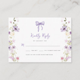 Tarjeta de gabinete Baby Shower Lavender Bow RSVP