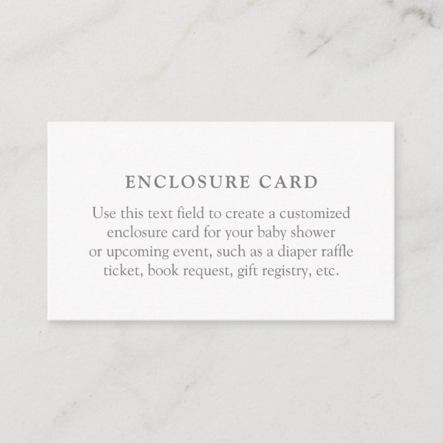 Tarjeta de gabinete Baby Shower minimalista (Anverso)