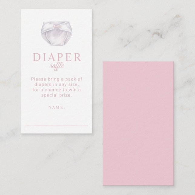 Tarjeta de gabinete Baby Shower Raffle Rosada (Anverso / Reverso)