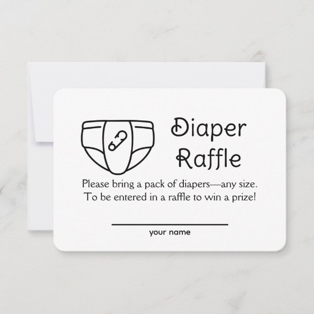 Tarjeta de gabinete Baby Shower Retro Diaper Raffl (Anverso)