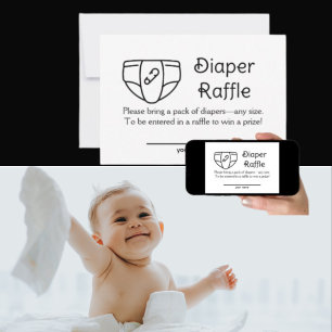 Tarjeta de gabinete Baby Shower Retro Diaper Raffl