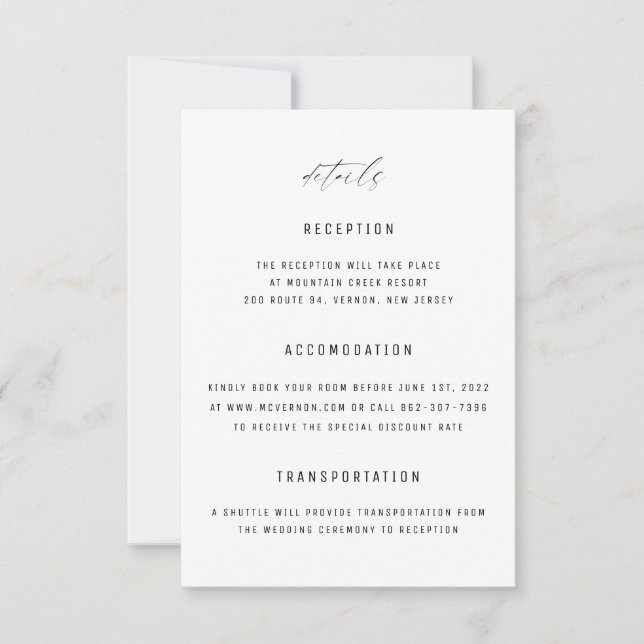 Tarjeta de gabinete Boda blanco clásico elegante n (Anverso)