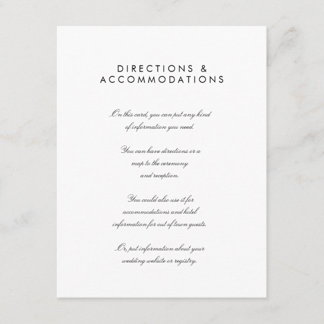 Tarjeta de gabinete Boda de Moda simple de 4,25" x (Anverso)