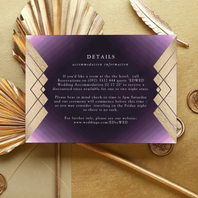 Tarjeta de gabinete Boda Geométrica Púrpura (Subido por el creador)