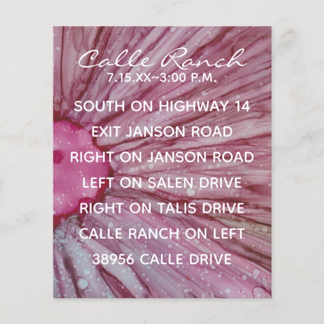 Tarjeta de gabinete boda Turquesa y Lavanda (Anverso)