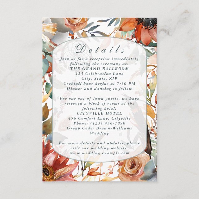 Tarjeta de gabinete Boda Wildflower Spirit Boho (Anverso)