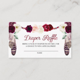Tarjeta de gabinete Boho Burgundy Diaper Raffle