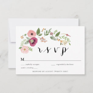 Tarjeta de gabinete Boho Vintage Pink Floral RSVP