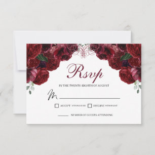 Tarjeta de gabinete Burgundy Floral RSVP