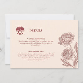 Tarjeta de gabinete con detalles de Boda chino flo