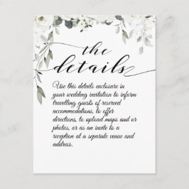 Tarjeta de gabinete con detalles de Boda Peony Bla