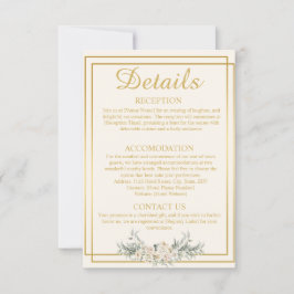 Tarjeta de gabinete con detalles de crema y Boda d