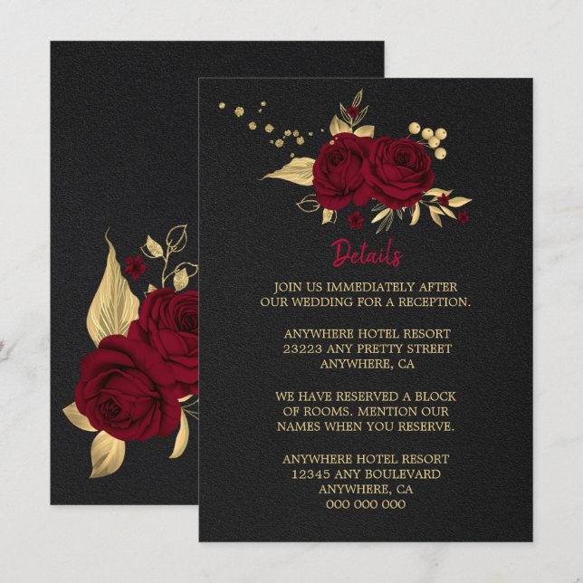 tarjeta de gabinete con detalles floridos de oro n (Anverso / Reverso)