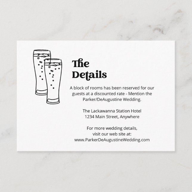 Tarjeta de gabinete con información sobre Bodas de (Anverso)