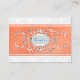 Tarjeta de gabinete Coral, Aqua y Gray Damask