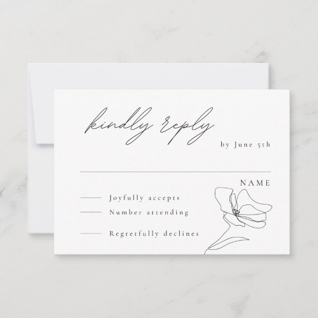 Tarjeta de gabinete de arte de línea floral minima (Anverso)