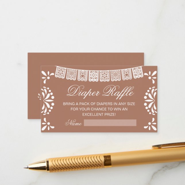 Tarjeta de gabinete de Baby Shower Diaper Raffel (Anverso/Reverso In Situ)