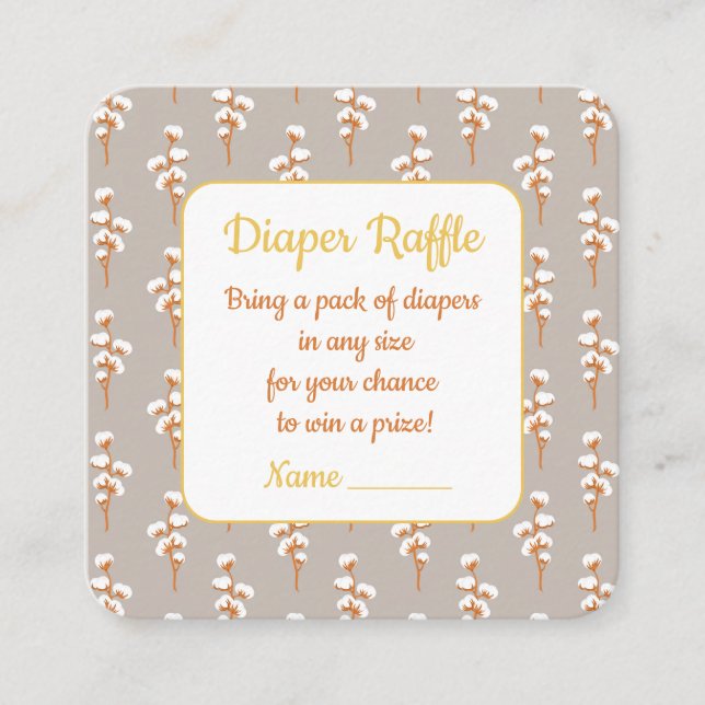 Tarjeta de gabinete de barrido de Baby Shower Diap (Anverso)