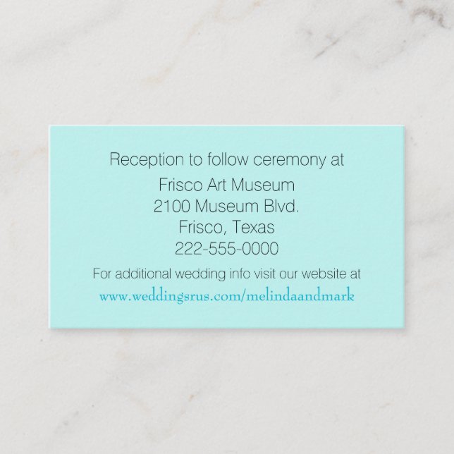 Tarjeta de gabinete de Boda Aquamarine (Anverso)