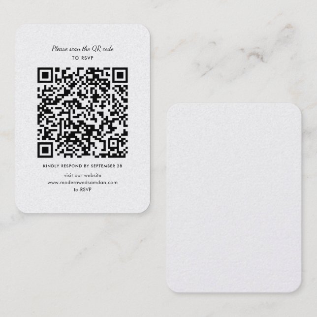 Tarjeta de gabinete de Boda de código QR RSVP mode (Anverso / Reverso)