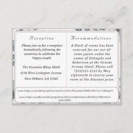 Tarjeta de gabinete de Boda de encaje rosa de cham