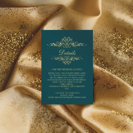 Tarjeta de gabinete de Boda de marco dorado verde 