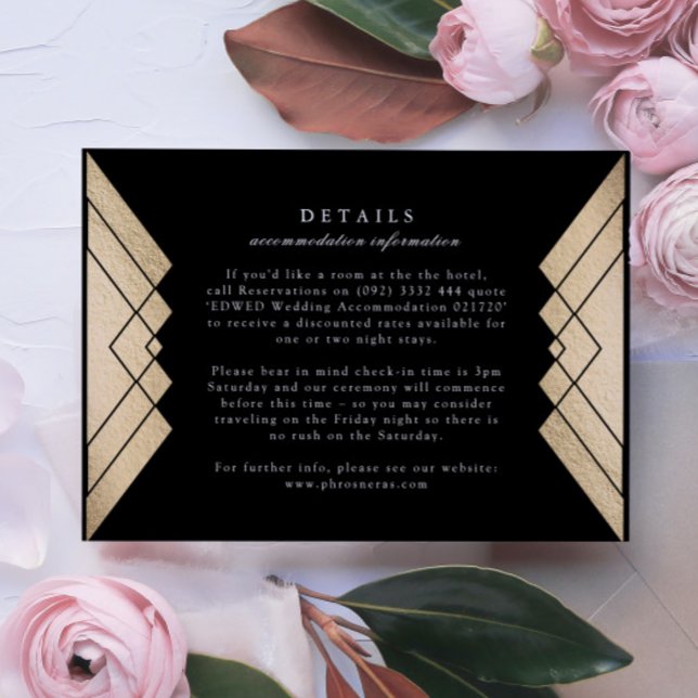 Tarjeta de gabinete de Boda de oro geométrico negr (Subido por el creador)
