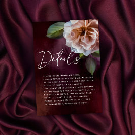 Tarjeta de gabinete de Boda floral oscuro + amoros