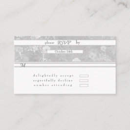 Tarjeta de gabinete de Boda floral RSVP Silver