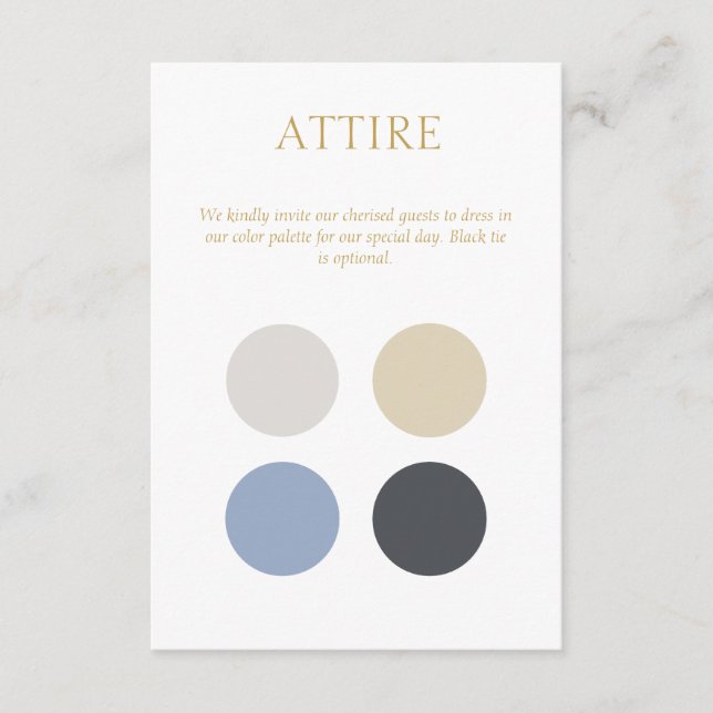 Tarjeta de gabinete de código de vestimenta de Bod (Anverso)