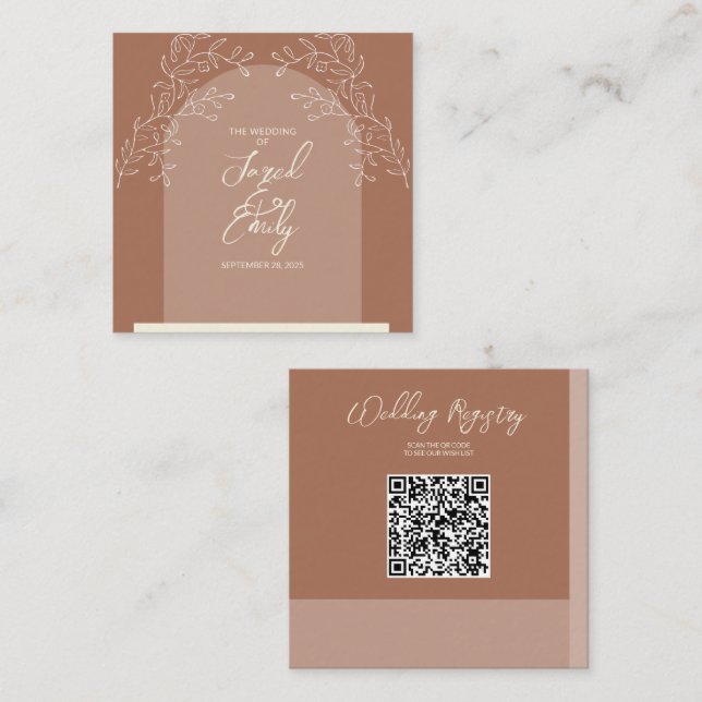 Tarjeta de gabinete de código QR del boda (Anverso / Reverso)