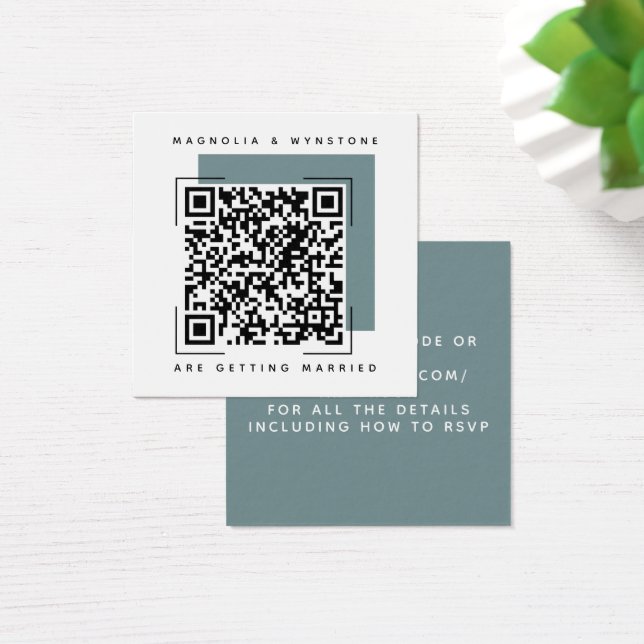 Tarjeta de gabinete de código QR del Boda azul de  (Escritorio)
