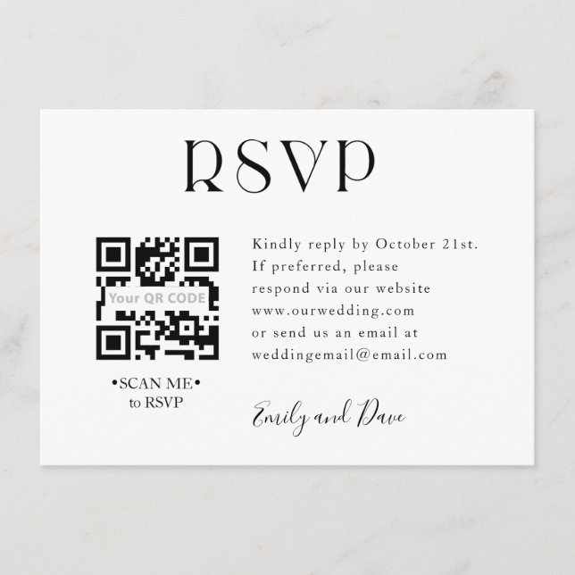 Tarjeta de gabinete de CÓDIGO QR del Boda RSVP (Anverso)