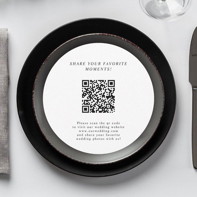 Tarjeta de gabinete de código QR para Boda Minimal (Unique Minimalist Wedding QR Code Enclosure Card)