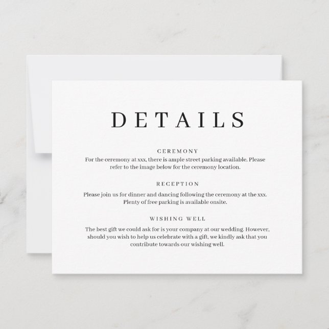 Tarjeta de gabinete de detalle de Boda clásico min (Anverso)