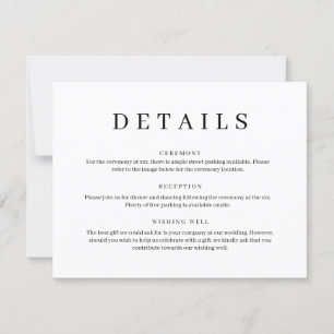 Tarjeta de gabinete de detalle de Boda clásico min