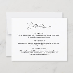 Tarjeta de gabinete de detalle de Boda de script m