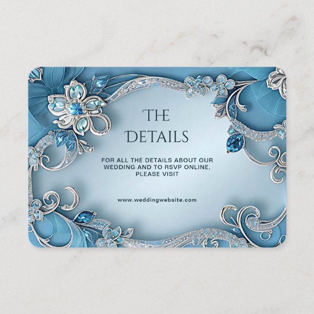 Tarjeta de gabinete de detalle floral azul (Anverso)