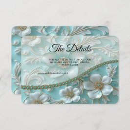 Tarjeta de gabinete de detalle floral blanca verde