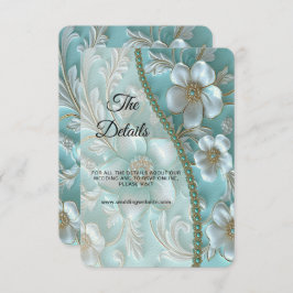 Tarjeta de gabinete de detalle floral blanca verde