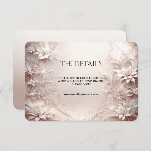 Tarjeta de gabinete de detalle floral de marfil bl (Anverso / Reverso)