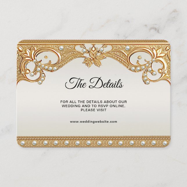 Tarjeta de gabinete de detalle Gold Ornate White P (Anverso)